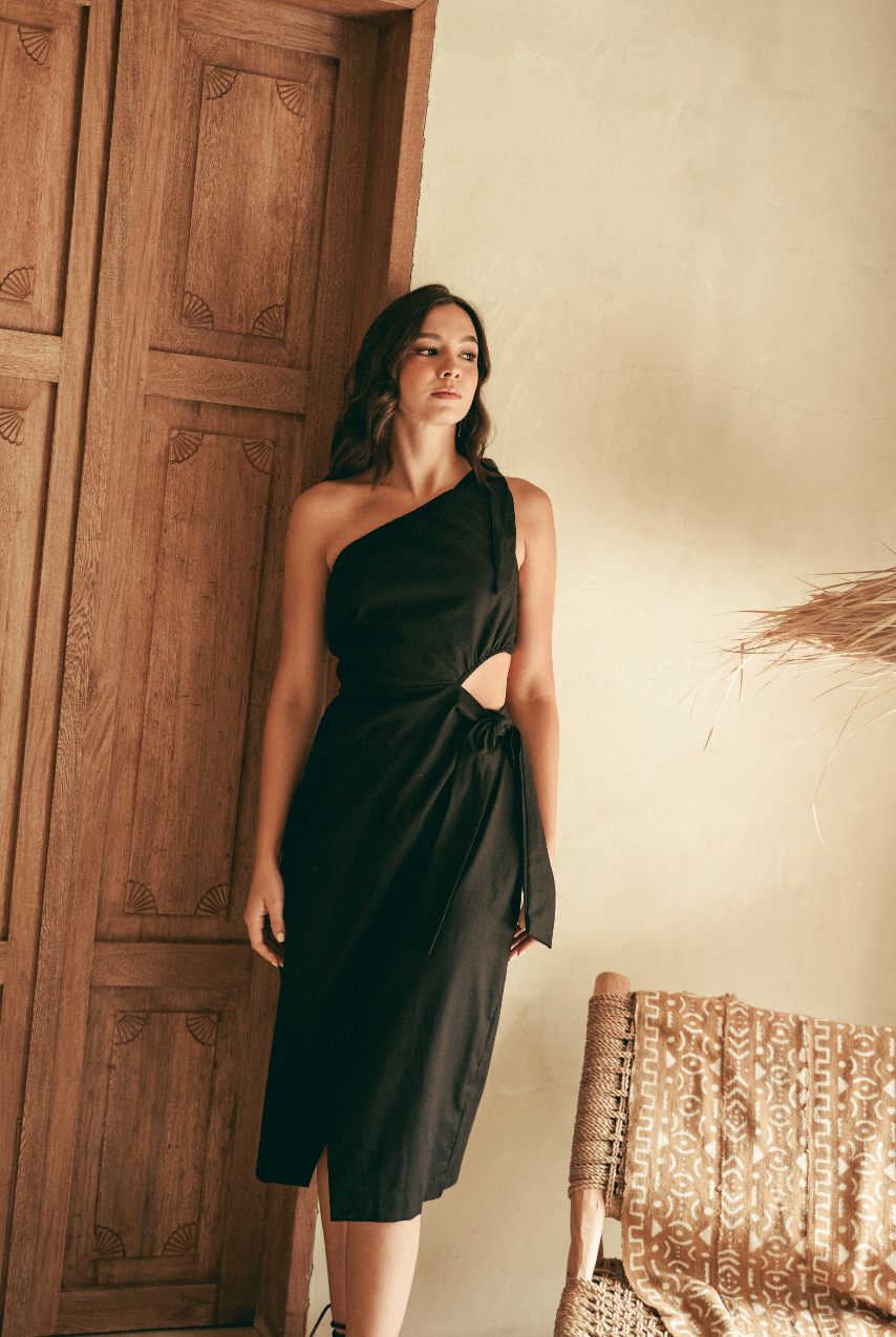 Vestido wrap de lino