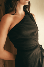 Vestido wrap de lino