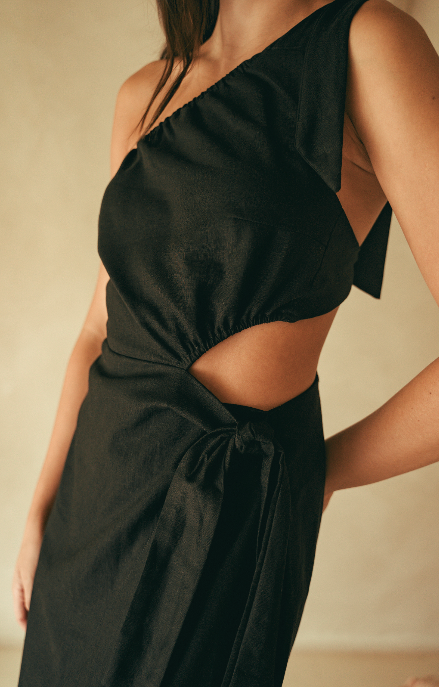 Vestido wrap de lino