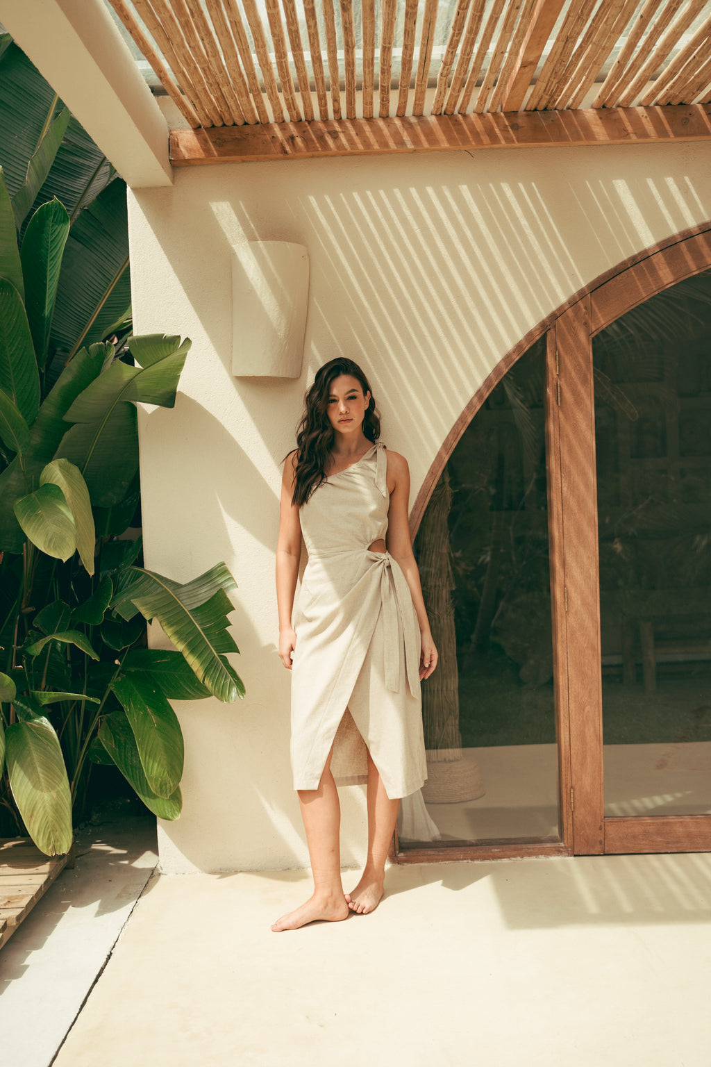 Vestido wrap de lino