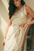 Vestido wrap de lino